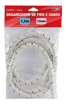 Organizador De Cabos Espiral Forceline 12x1,1mm Branco 1,5m