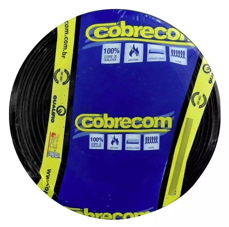 Cabo Flexível Flexicom 750V 1,50mm² PRETO - Rolo 100m - Cobrecom
