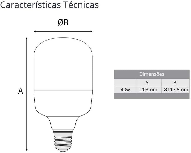 Lâmpada Led Globe Kian Alta Potência Base E-27 40W 6,5K Bivolt