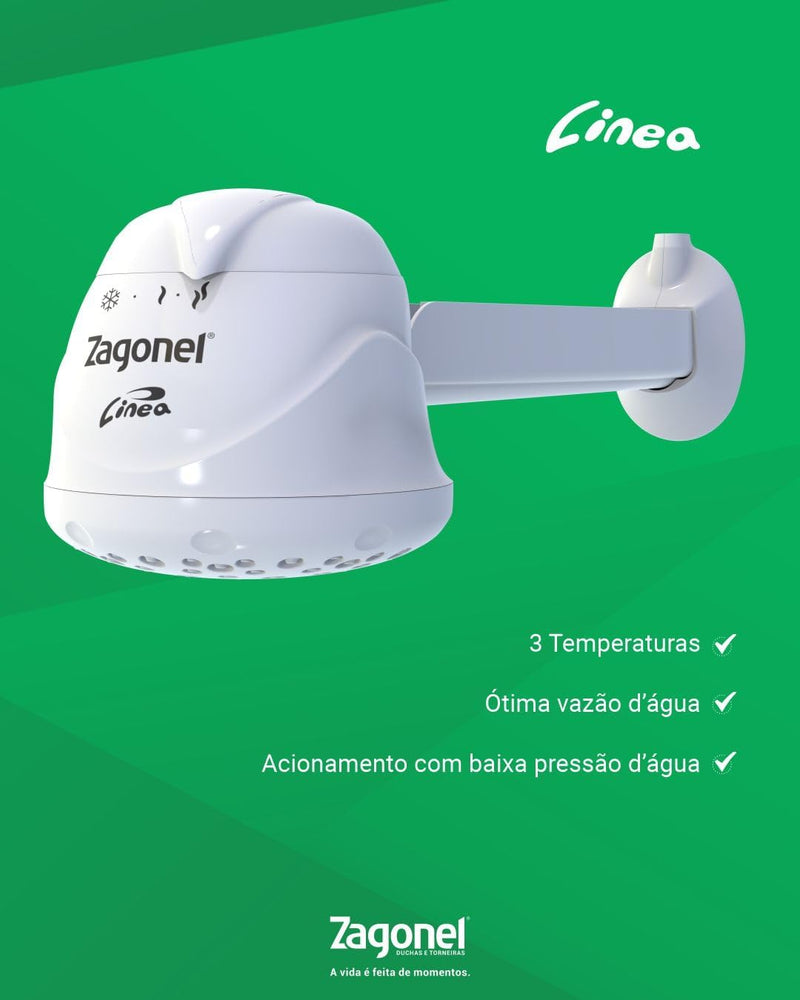 DUCHA ZAGONEL LINEA 3 TEMPERATURA 4400W 220V BRANCO