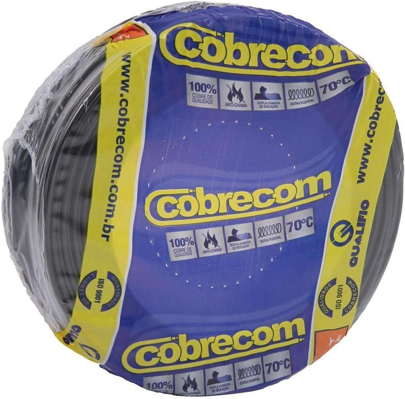 Cabo De Energia 750V 10Mm² Flexicom Com 100 Metros Preto