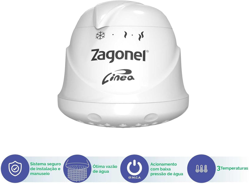 DUCHA ZAGONEL LINEA 3 TEMPERATURA 4400W 220V BRANCO