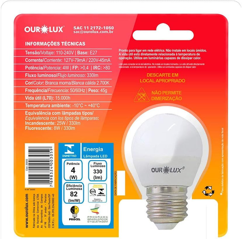 Superled S30 4W Bolinha BIV 2700K Ourolux