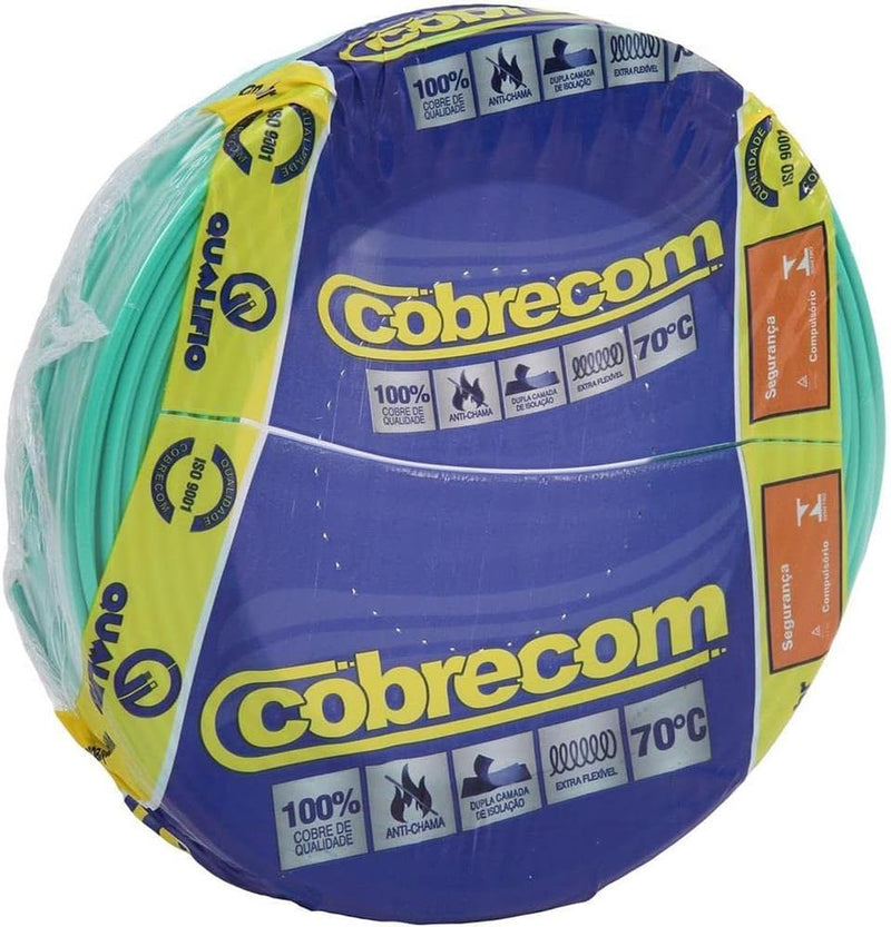 Cabo De Energia 750V 10Mm² Flexicom Com 100 Metros Verde