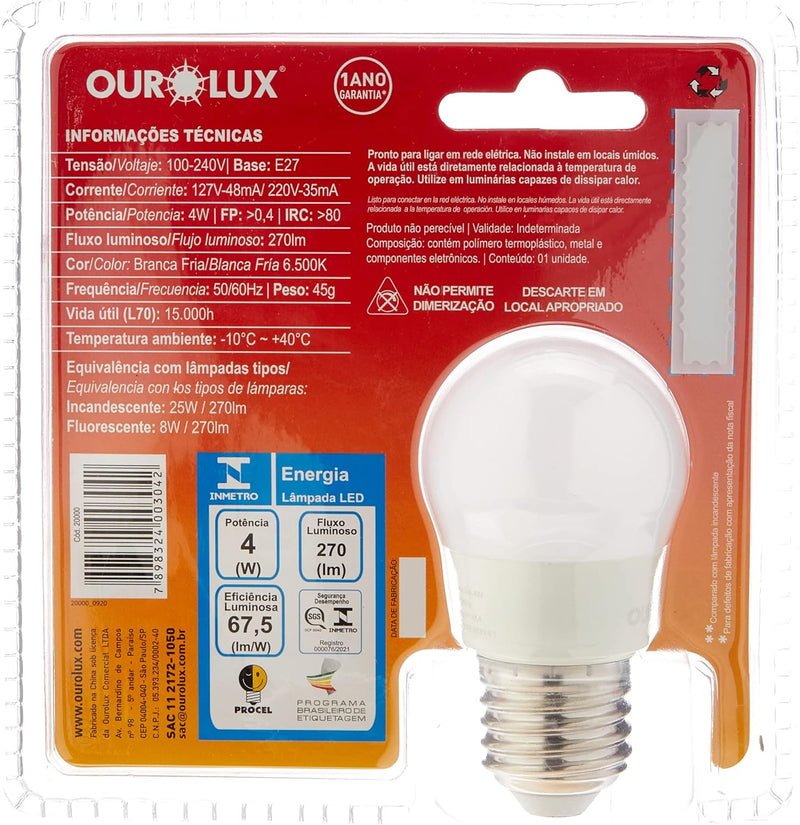 Superled S30 4W Bolinha BIV 2700K Ourolux