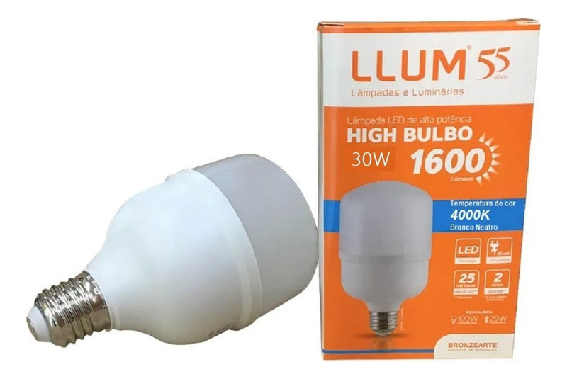 Lâmpada High Led 30w 4000k Neutra Bivolt E27 Bronzearte Lumm