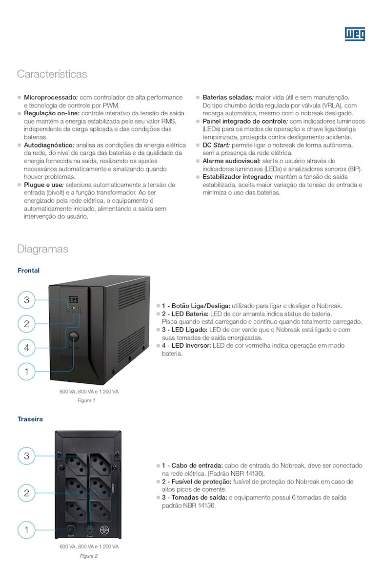 NO BREAK HOME WEG 1200 VA BIVOLT/ 110 V