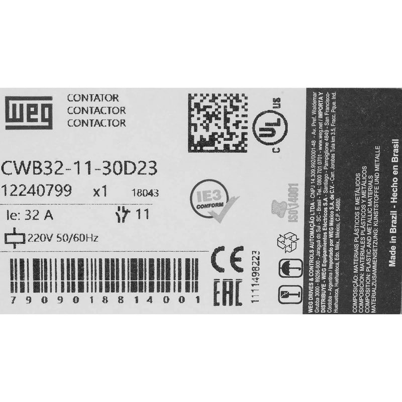 CONTATOR WEG CWB 32-11 220V 60HZ