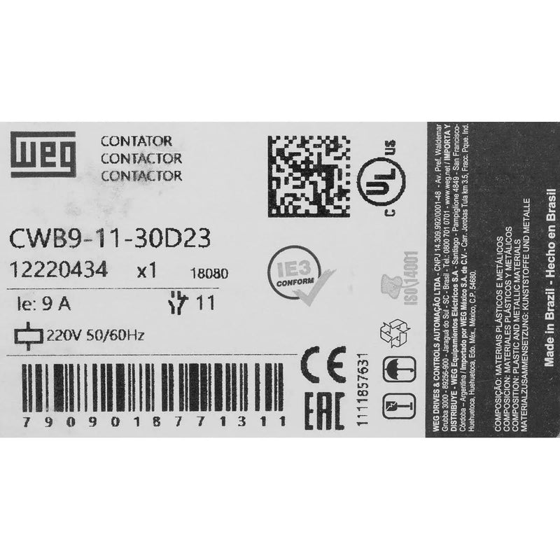 CONTATOR WEG CWB 9-11 380V 60HZ