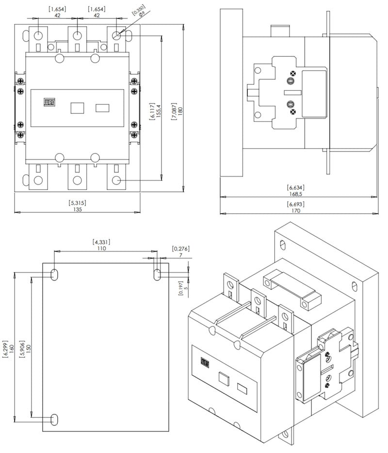 CONTATOR WEG CWM 180.22 220V 60HZ